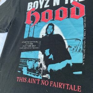 6-2026-Boyz N The Hood Graphic Tee - Black with Red & Teal Print large